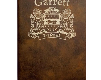 Garrett Irish Coat of Arms Rustic Brown Coasters Set of 4
