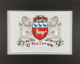 O'Halloran Irish Coat of Arms Print - Frameable 9" x 12"