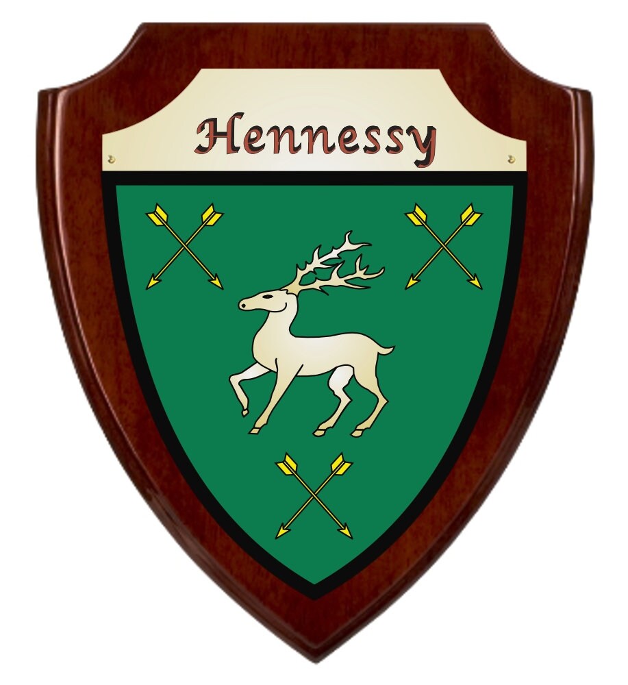 Hennessy Irish Coat of Arms Shield Plaque Rosewood Finish - Etsy