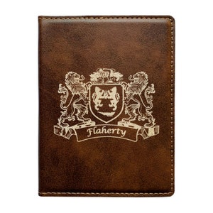Flaherty Irish Coat of Arms Leather Passport Wallet