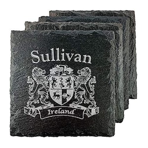 Sullivan Irish Coat of Arms Slate Coasters - Set of 4