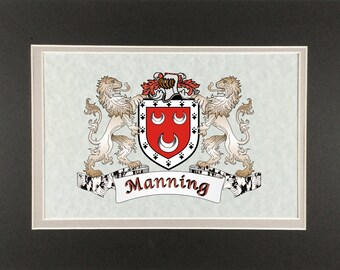 Manning Irish Coat of Arms Print - Frameable 9" x 12"