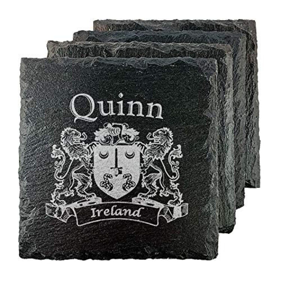 Quinn Irish Coat Of Arms Slate Coasters Set Of 4 Etsy