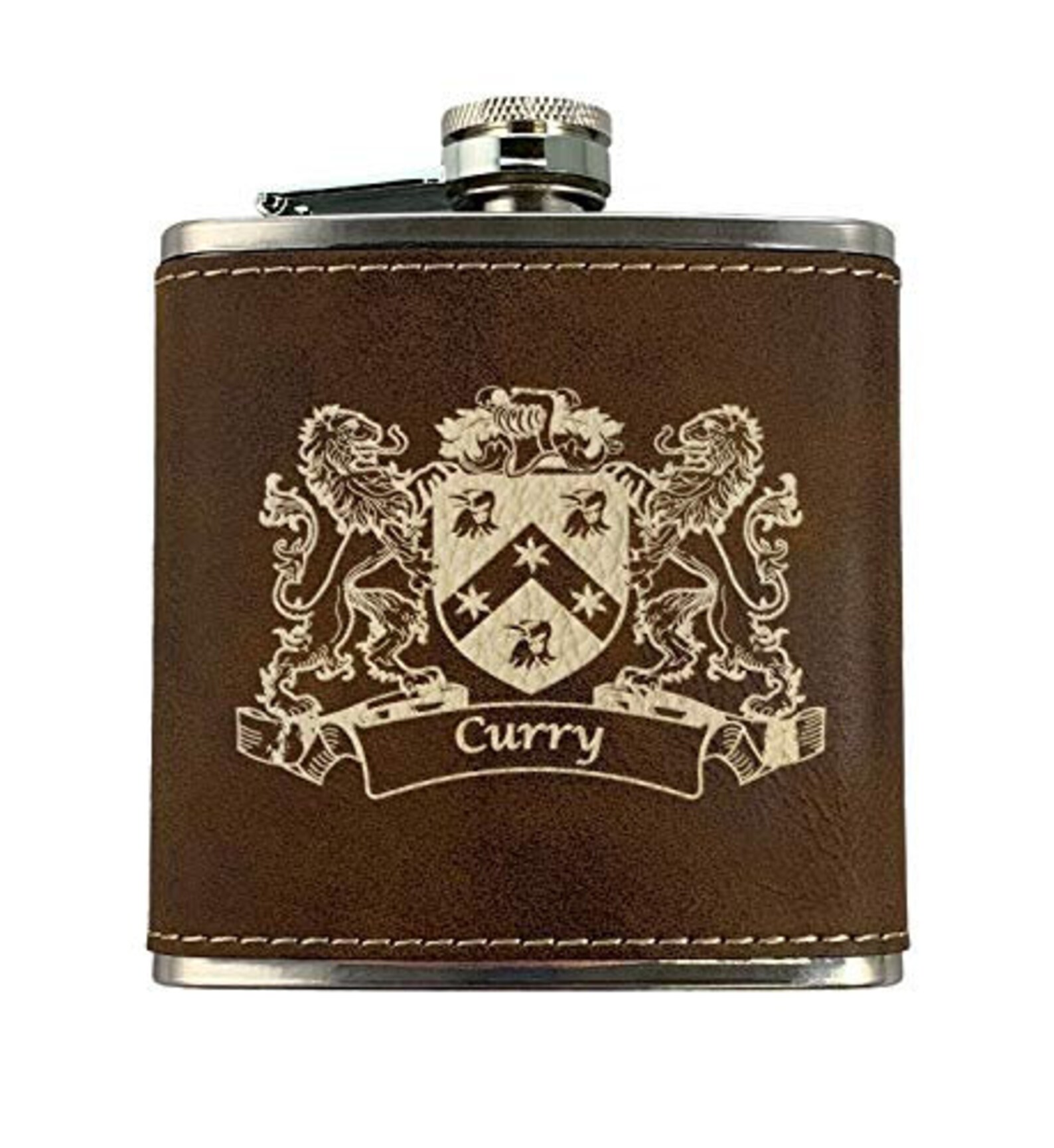 Curry Irish Coat of Arms Leather Flask Rustic Brown Etsy