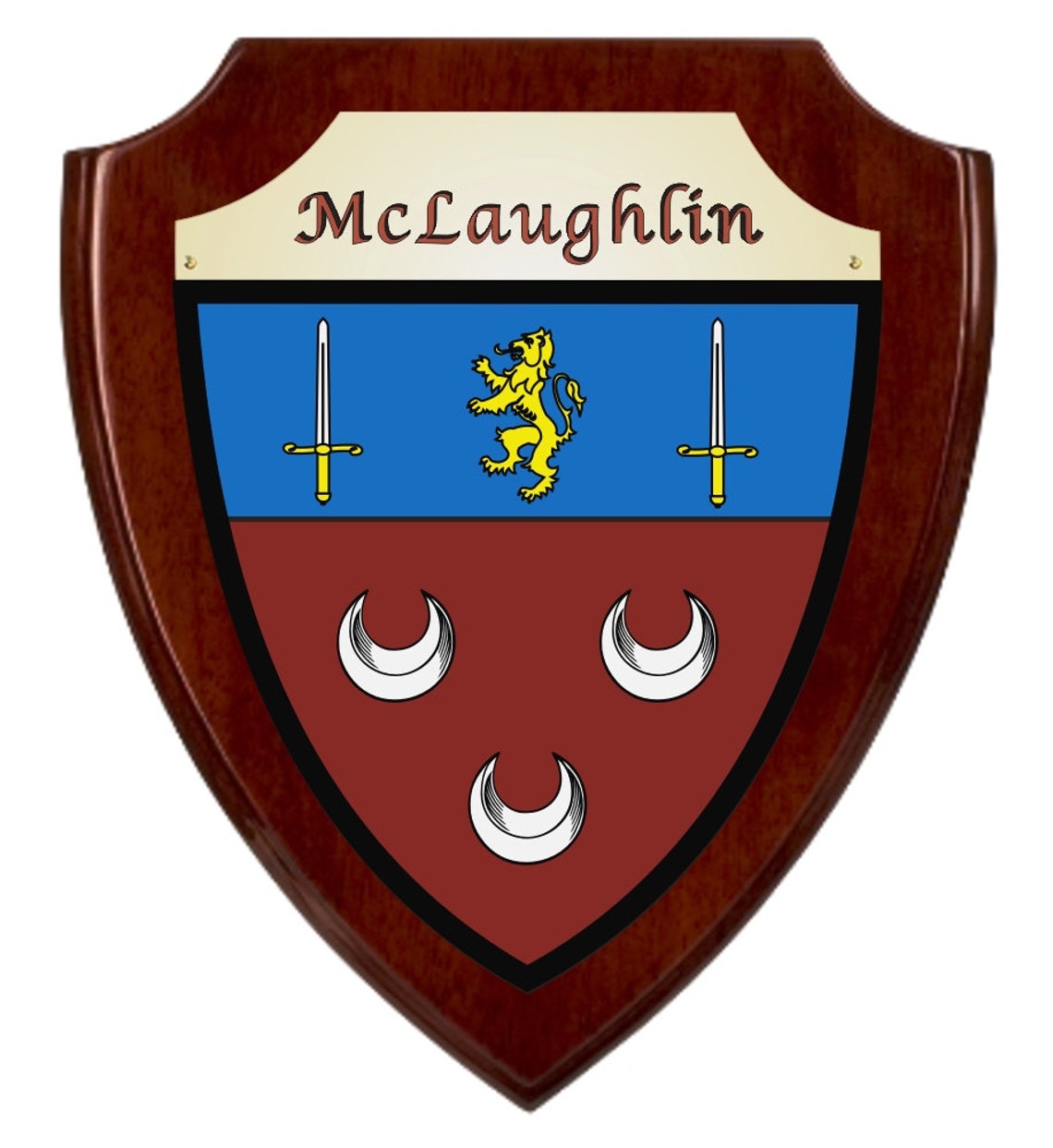 McLaughlin Irish Coat of Arms Shield Plaque Rosewood Finish Etsy