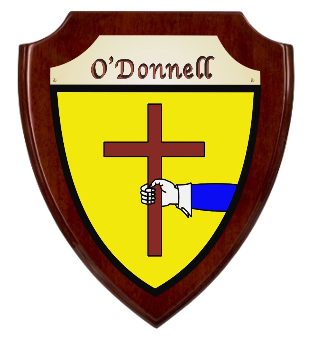O'donnell Irish Coat of Arms Shield Plaque Rosewood Etsy