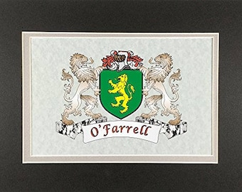 O'Farrell Irish Coat of Arms Print - Frameable 9" x 12"
