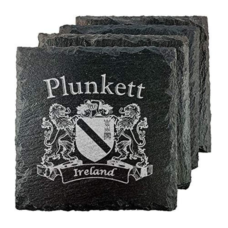 Plunkett Irish Coat of Arms Slate Coasters Set of 4 Etsy