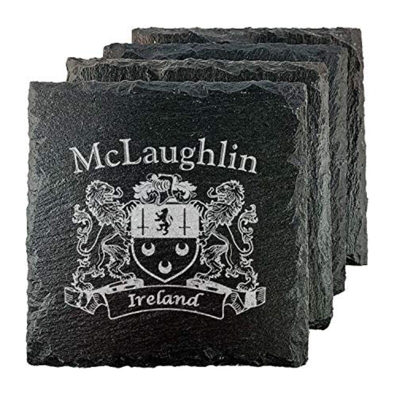 Mclaughlin Irish Coat of Arms Slate Coasters Set of 4 Etsy