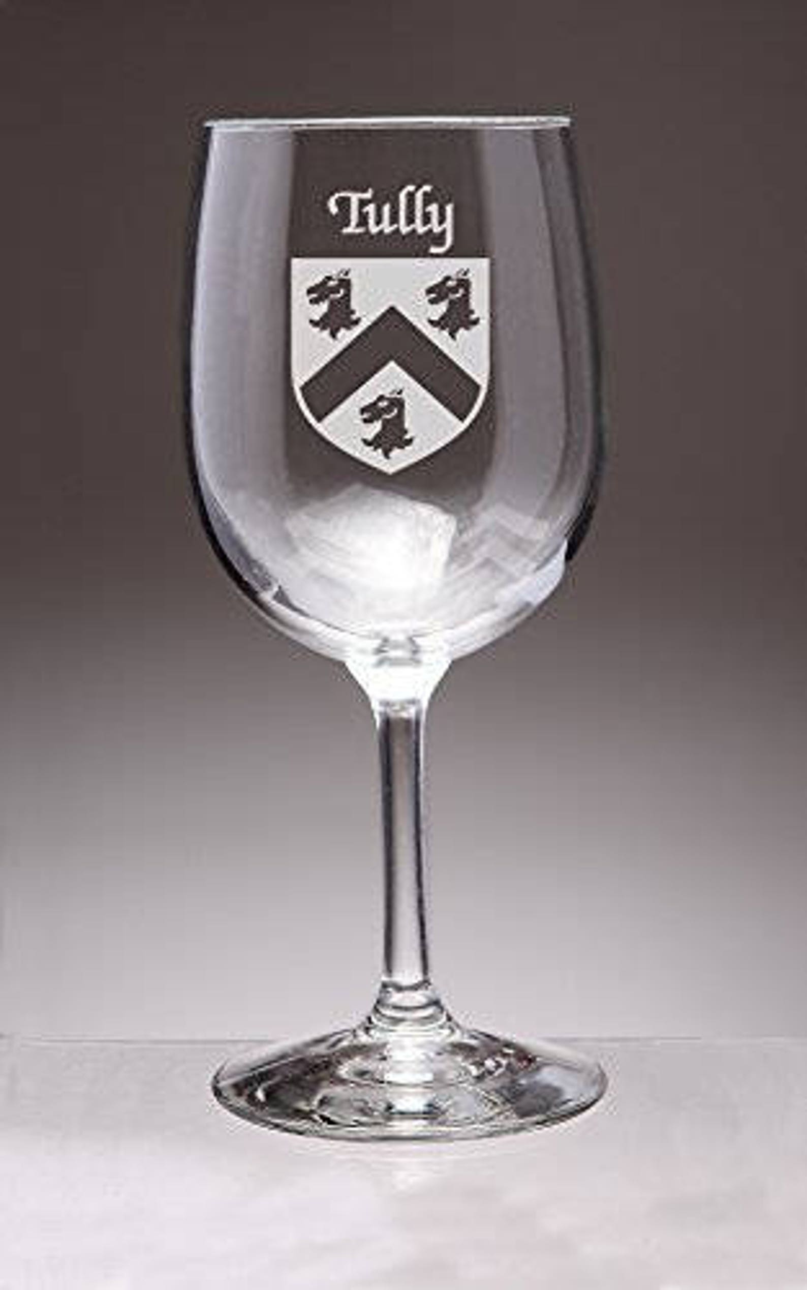 Tully Irish Coat of Arms Wine Glasses Set of 4 sand Etched Etsy