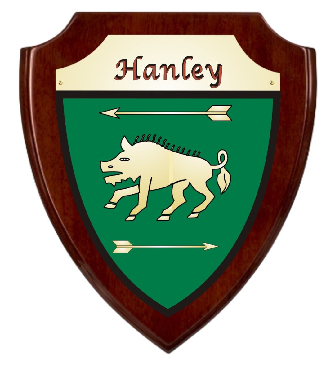 Hanley Irish Coat of Arms Shield Plaque Rosewood Finish Etsy Australia