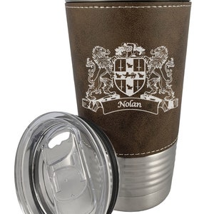 Nolan Irish Coat of Arms Leather Travel Mug