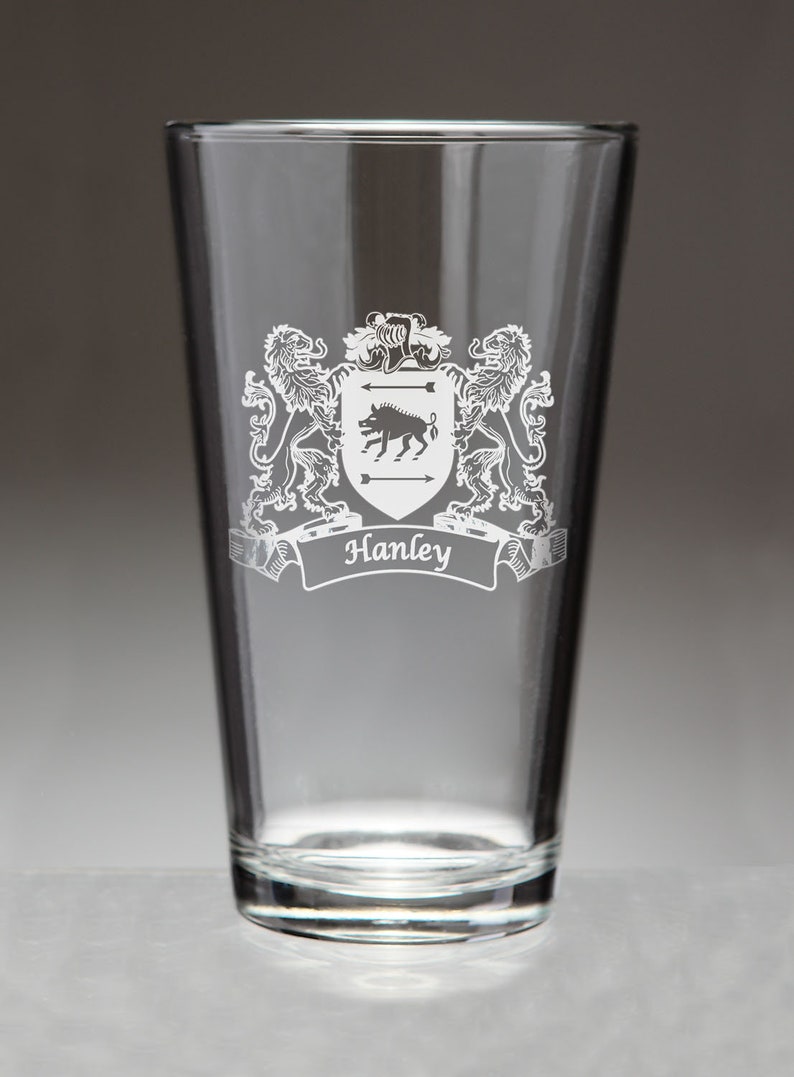 Hanley Irish Coat of Arms Lions Pint Glasses sand Etched Etsy