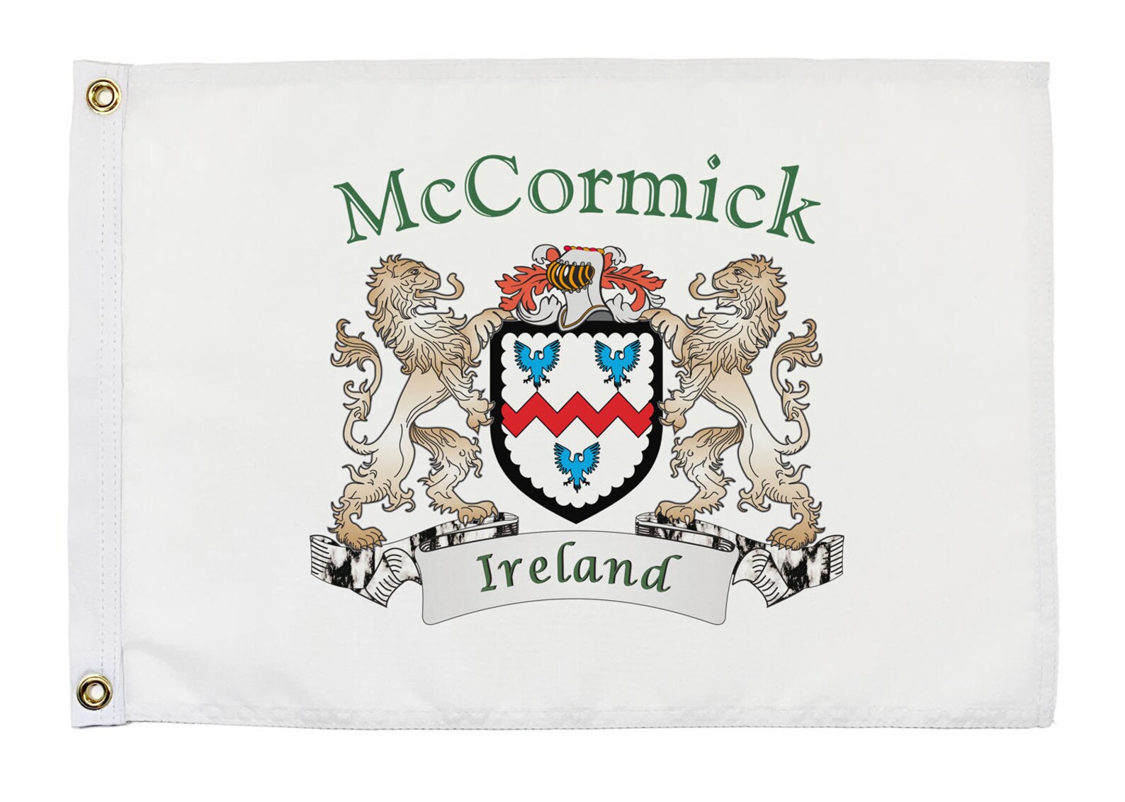 Mccormick Irish Coat of Arms Small White Flag Etsy