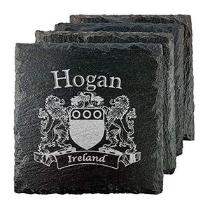 Hogan Irish Coat of Arms Slate Coasters - Set of 4