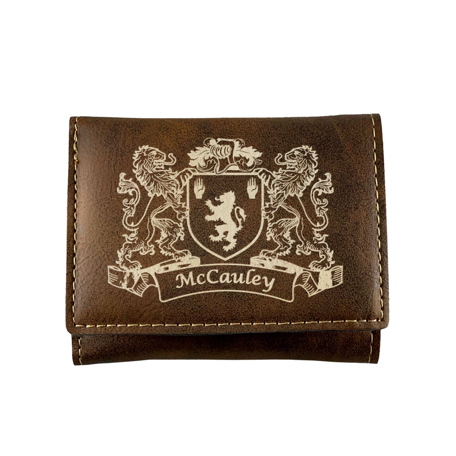 Mccauley Irish Coat Of Arms Rustic Leather Wallet Etsy
