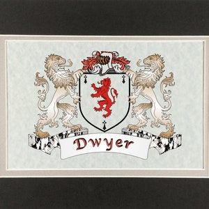 Dwyer Irish Coat of Arms Print - Frameable 9&quot; x 12&quot;