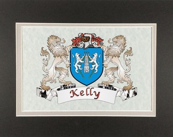 Kelly Irish Coat of Arms Print - Frameable 9" x 12"