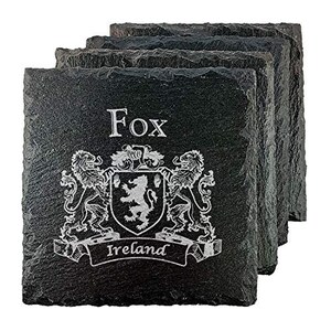 Fox Irish Coat of Arms Slate Coasters - Set of 4