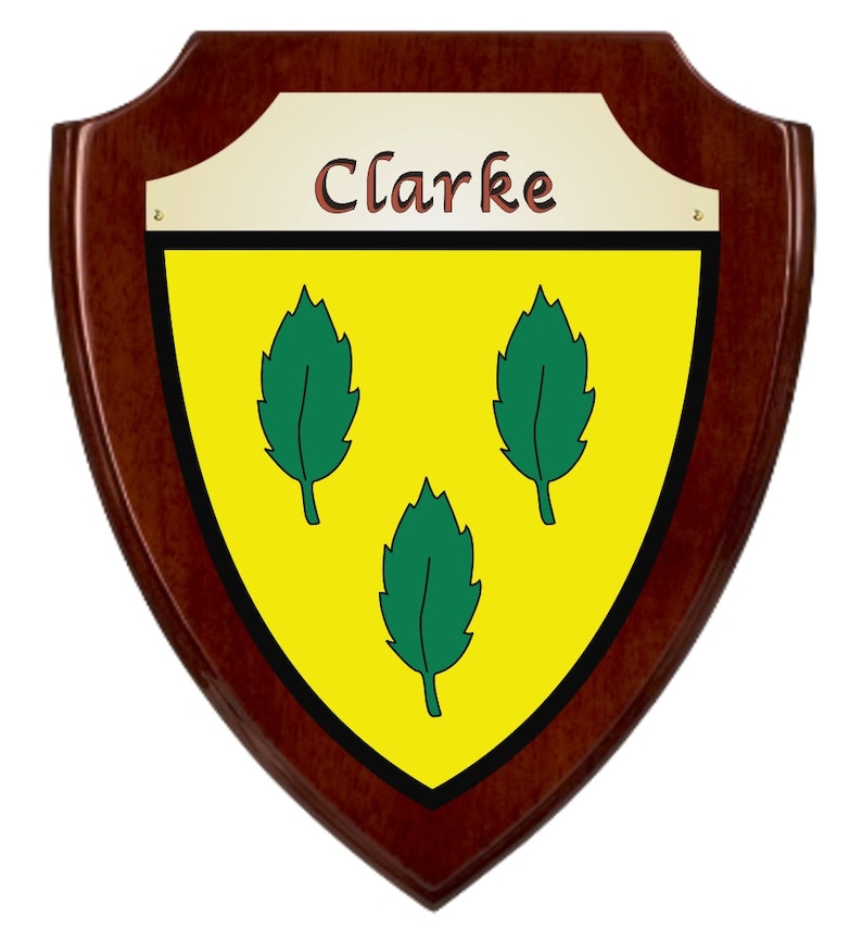Clarke Irish Coat of Arms Shield Plaque Rosewood Finish Etsy