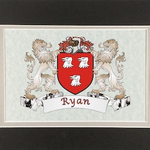 Ryan Irish Coat of Arms Print - Frameable 9&quot; x 12&quot;