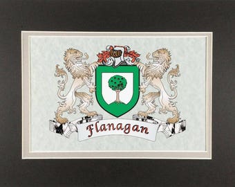 Flanagan Irish Coat of Arms Print - Frameable 9" x 12"