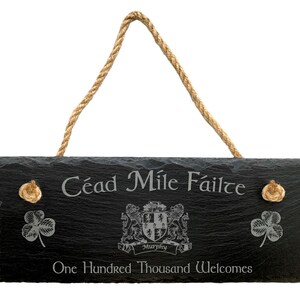 Murphy Irish Coat of Arms Slate Plaque Blessing - Céad Míle Fáilte