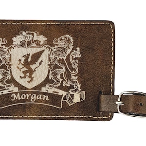 Rustic Leather Fleming Irish Coat of Arms Luggage Tag set of 2