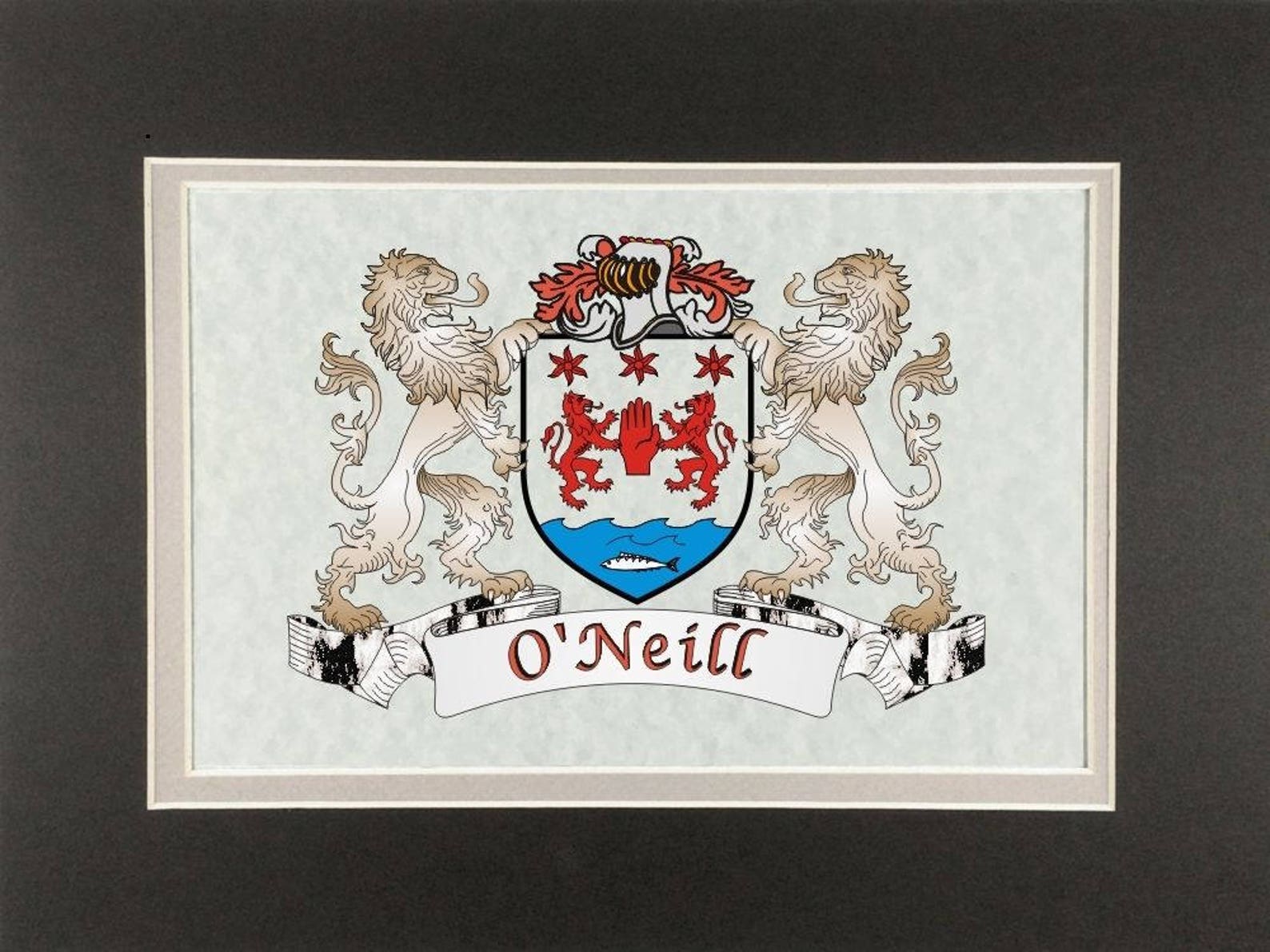 O'Neill Irish Coat of Arms Print Frameable 9 x Etsy