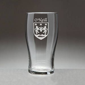 O'Neill Irish Coat of Arms Tavern Glasses - Set of 4 (Sand Etched)