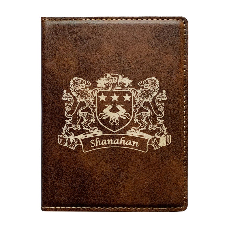 Shanahan Irish Coat of Arms Leather Passport Wallet