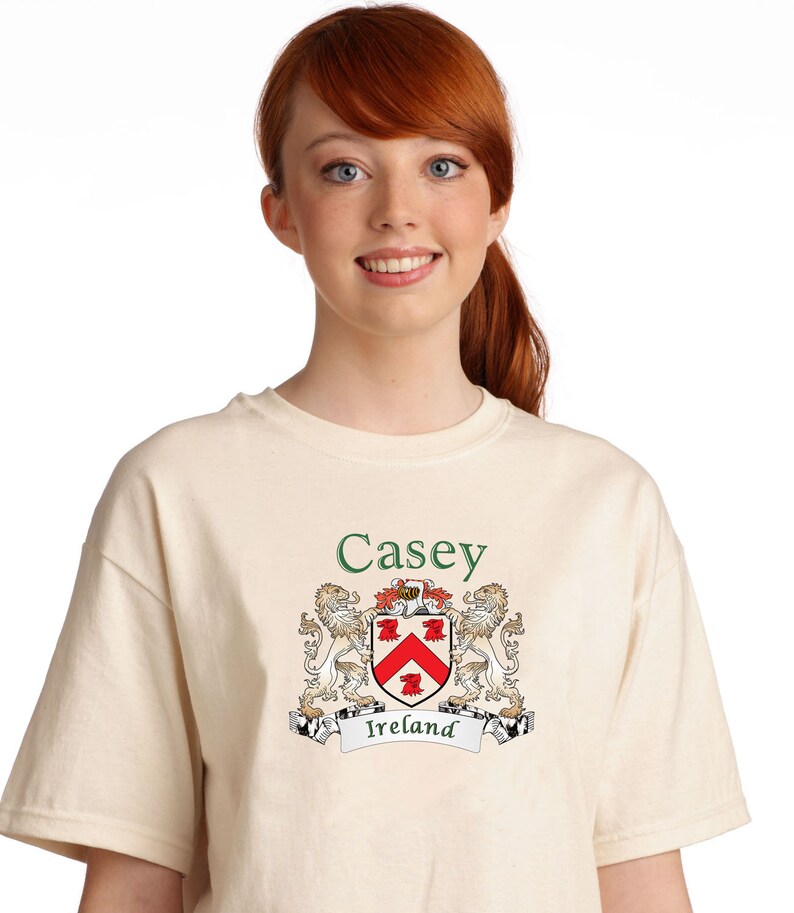 Casey Irish coat of arms tee shirt in Natural Etsy