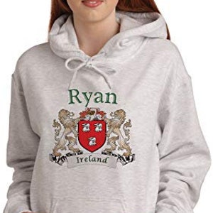 Ryan Irish Coat of Arms Ash Hooded Sweatshirt
