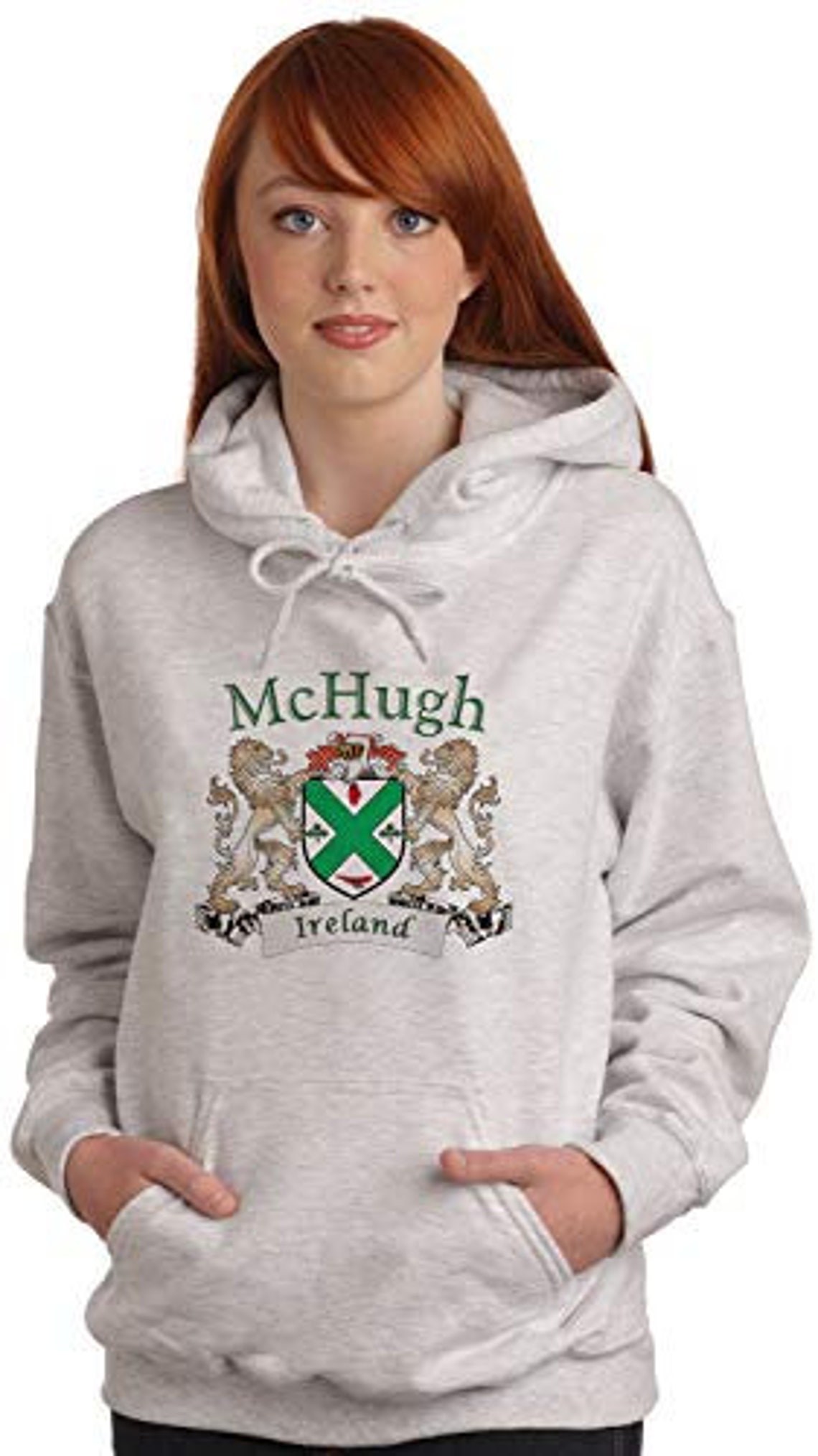 Mchugh Irish Coat of Arms Ash Hooded Sweat Shirt Etsy