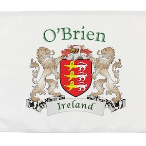 O'Brien Irish Coat of Arms Small White Flag - 16"x10.5" inches