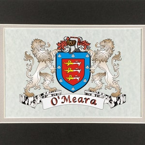 O&#39;Meara Irish Coat of Arms Print - Frameable 9&quot; x 12&quot;
