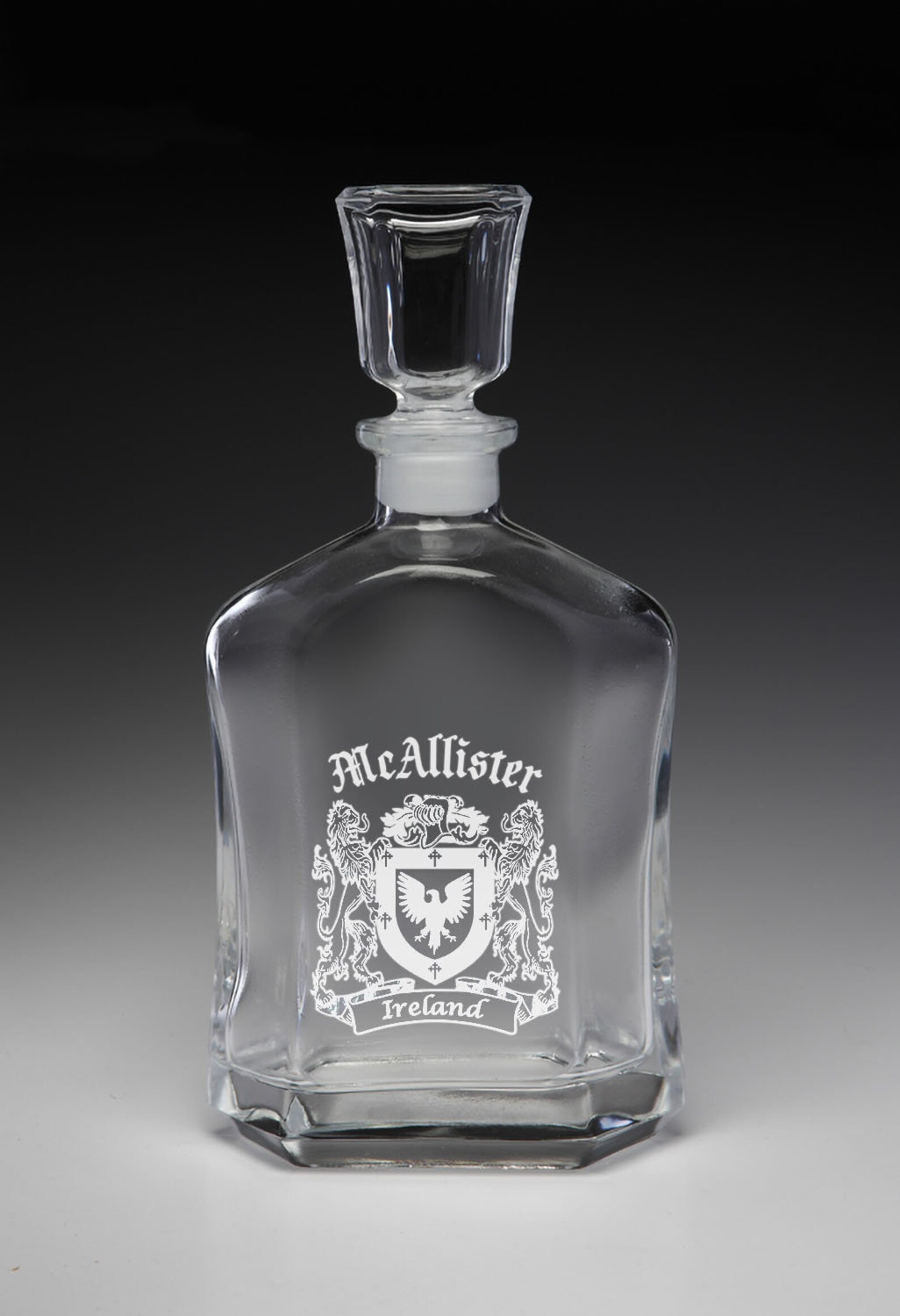 McAllister Irish Coat of Arms Whiskey Decanter Sand Etched | Etsy