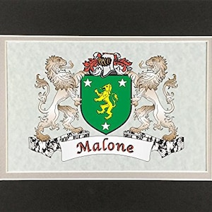 Malone Irish Coat of Arms Print - Frameable 9&quot; x 12&quot;
