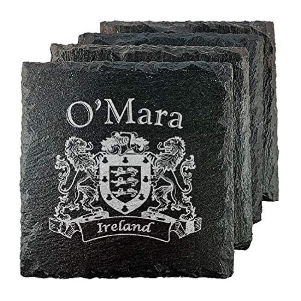 O'Mara Irish Coat of Arms Slate Coasters - Set of 4