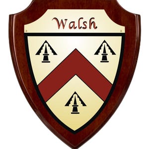 Walsh Irish Coat of Arms Shield Plaque - Rosewood Finish