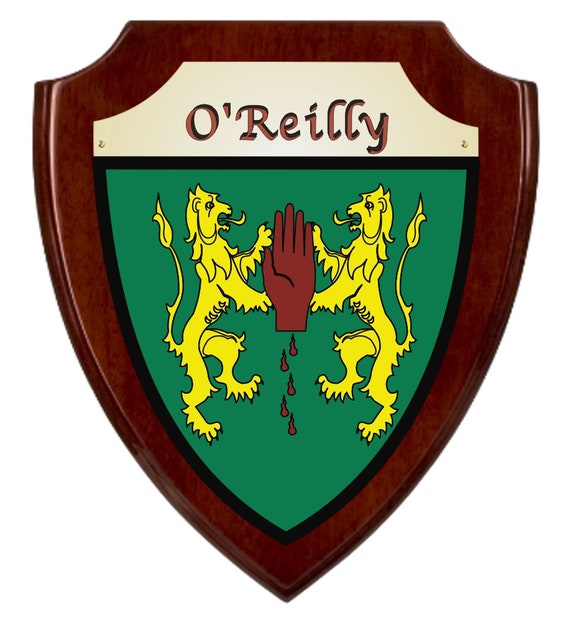 O'reilly Irish Coat of Arms Shield Plaque Rosewood Etsy