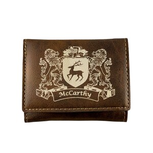 McCarthy Irish Coat of Arms Rustic Leather Wallet