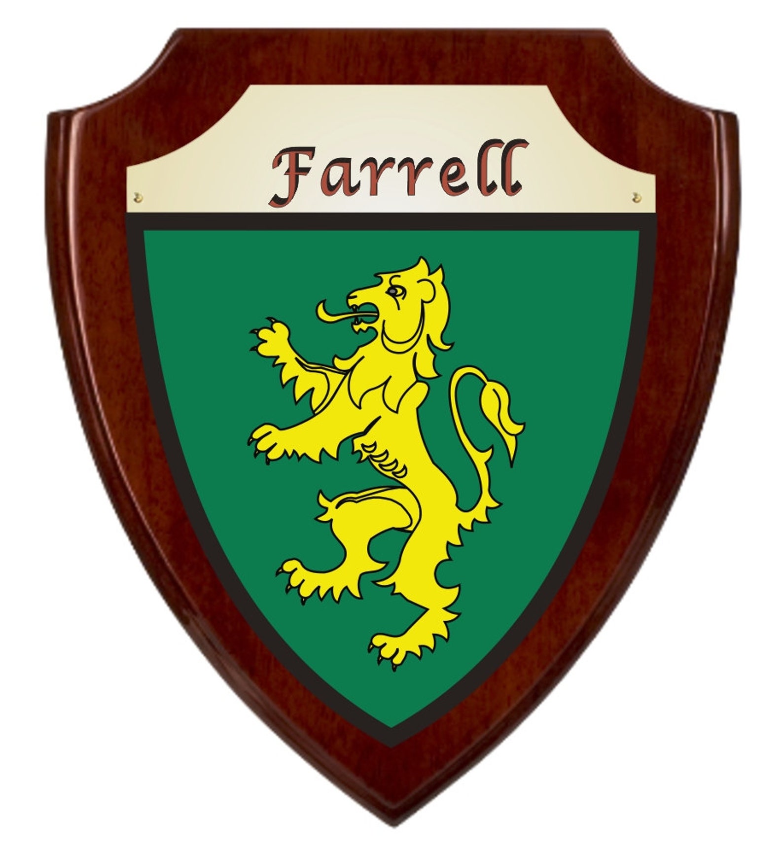Farrell Irish Coat of Arms Shield Plaque Rosewood Finish Etsy