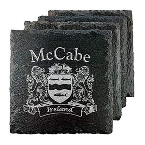 McCabe Irish Coat of Arms Slate Coasters - Set of 4
