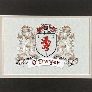 O&#39;Dwyer Irish Coat of Arms Print - Frameable 9&quot; x 12&quot;