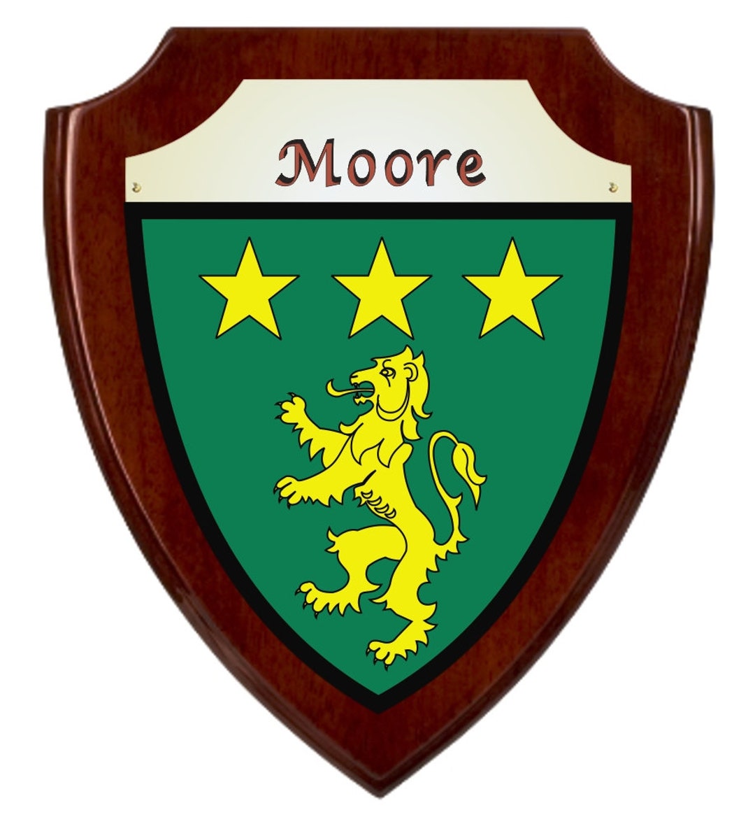 Moore Rufc Crest Moore Irish Coat of Arms Shield Plaque Rosewood Finish - Etsy