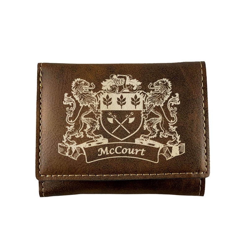 McCourt Irish Coat of Arms Rustic Leather Wallet
