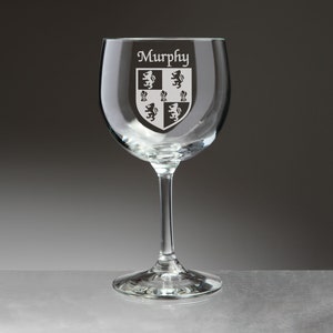 Murphy Irish Coat of Arms Red Wine Glasses - Set of 4 (Sand Etched)