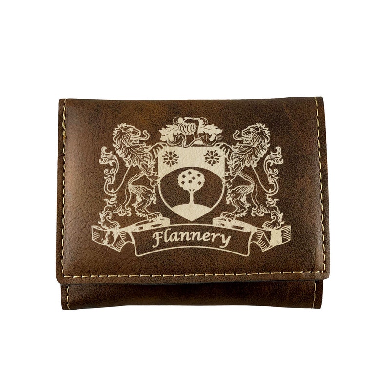 Flannery Irish Coat of Arms Rustic Leather Wallet