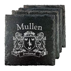 Mullen Irish Coat of Arms Slate Coasters - Set of 4